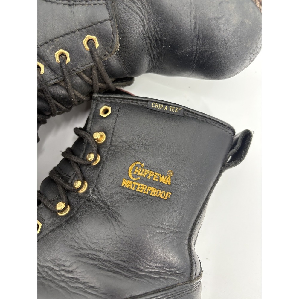 Chippewa Men's Black Logger Waterproof Insulated Chip-A-Tex Boots 8.5 Vibram - Picture 9 of 11